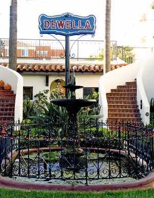 the fountain and Dewella sign