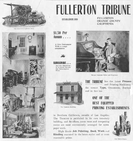Advertising page from Fullerton Tribune